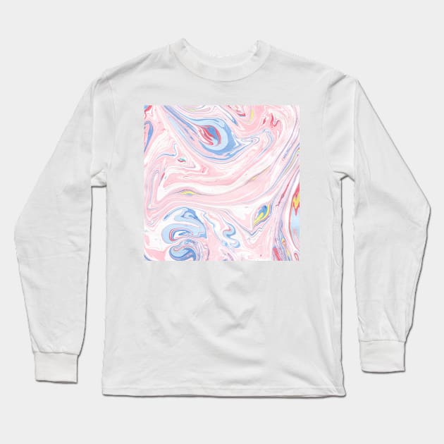 Pink Marble Luxury Rose Pastel Abstract Modern Art Long Sleeve T-Shirt by fineartgallery